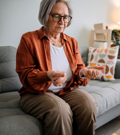 Relieved joint pain elderly woman