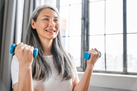 Relieved joint pain woman exercising